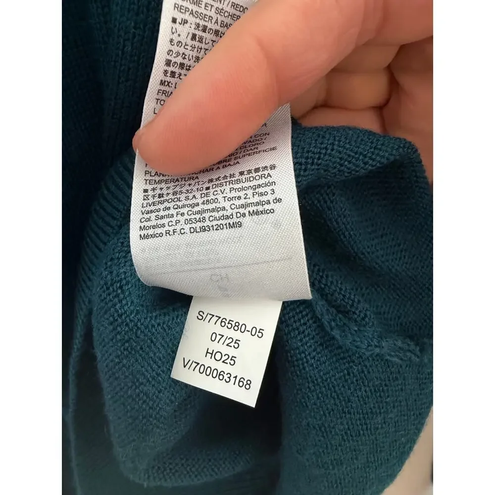 NWT Banana Republic 100% Merino Wool Quarter-Zip Sweater Teal Green Men’s Small